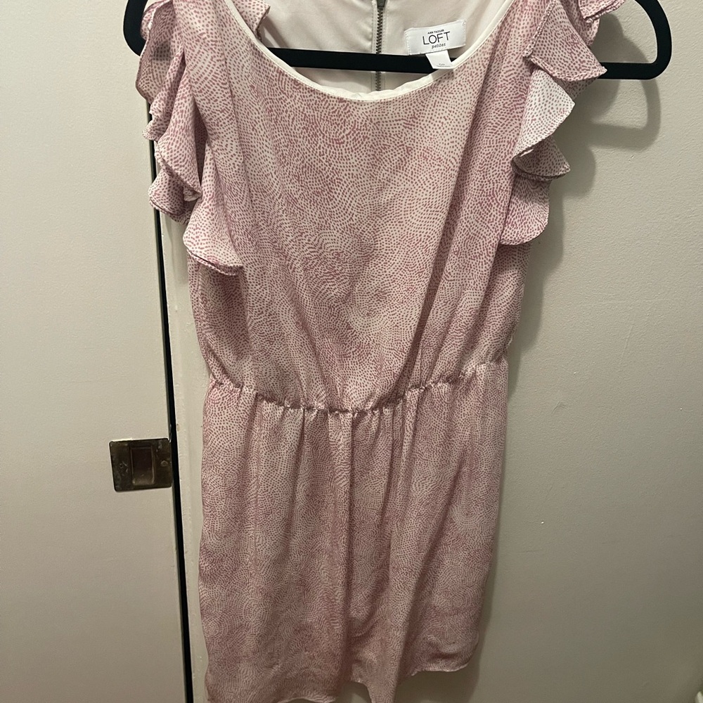 LOFT Pink Ruffled Sleeveless Blouse